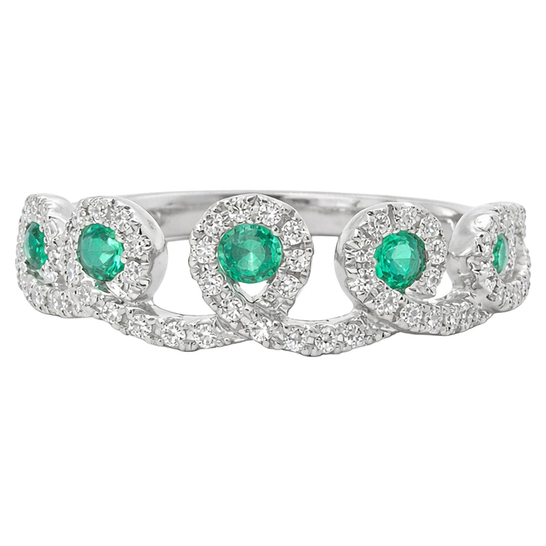 Emerald Diamond Halo Crown Ring