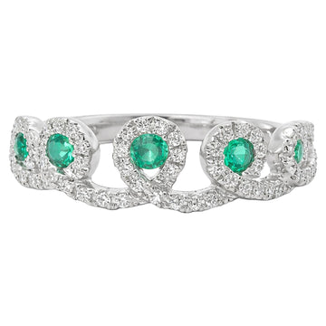 Emerald Diamond Halo Crown Ring