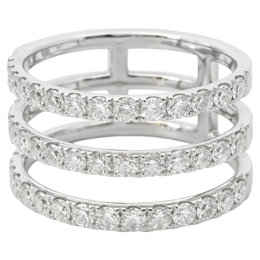 Triple Row Diamond Open Band Ring