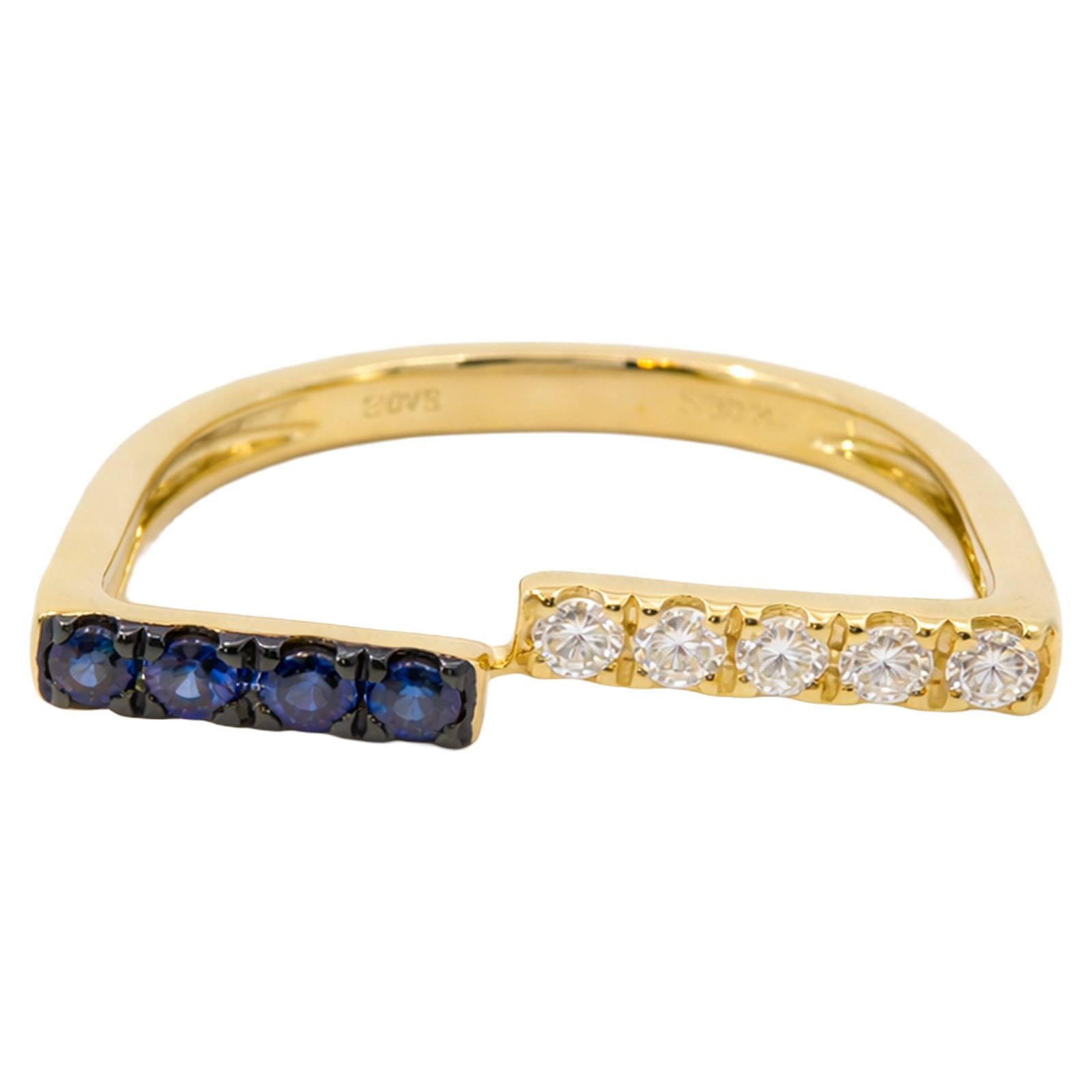 Two-Tone Diamond & Sapphire Open Ring