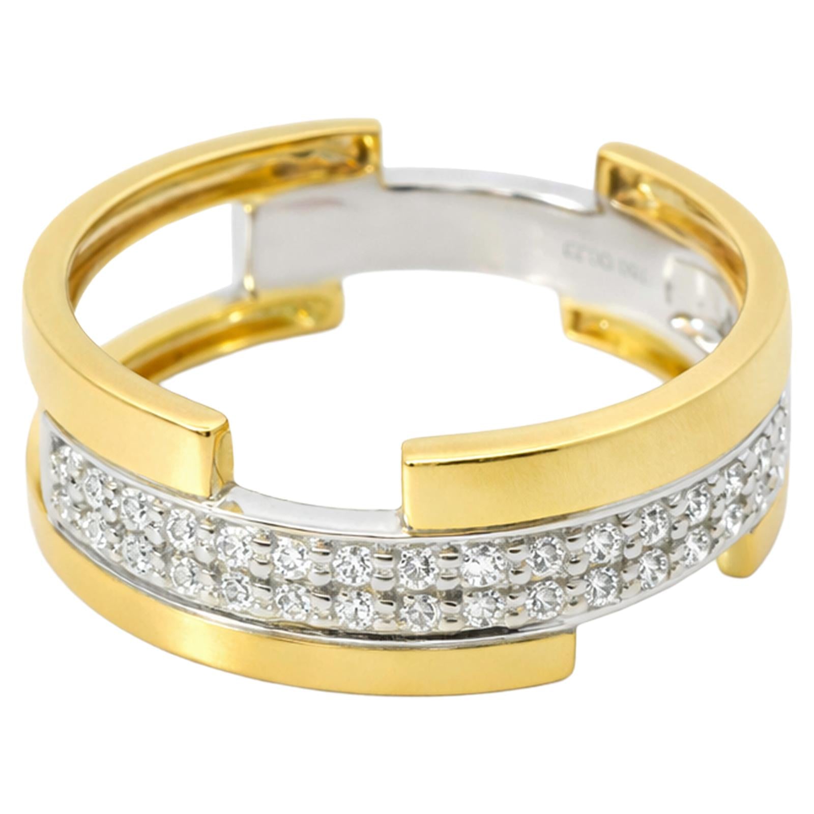 Two-Tone Diamond Open Ring