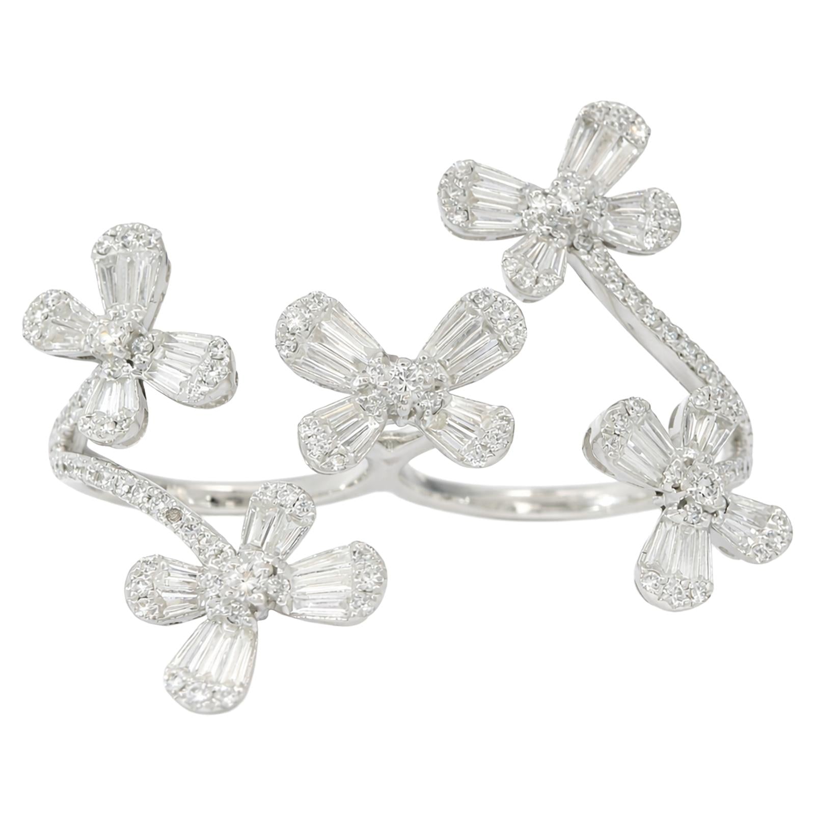 Diamond Blossom Multi-Finger Ring