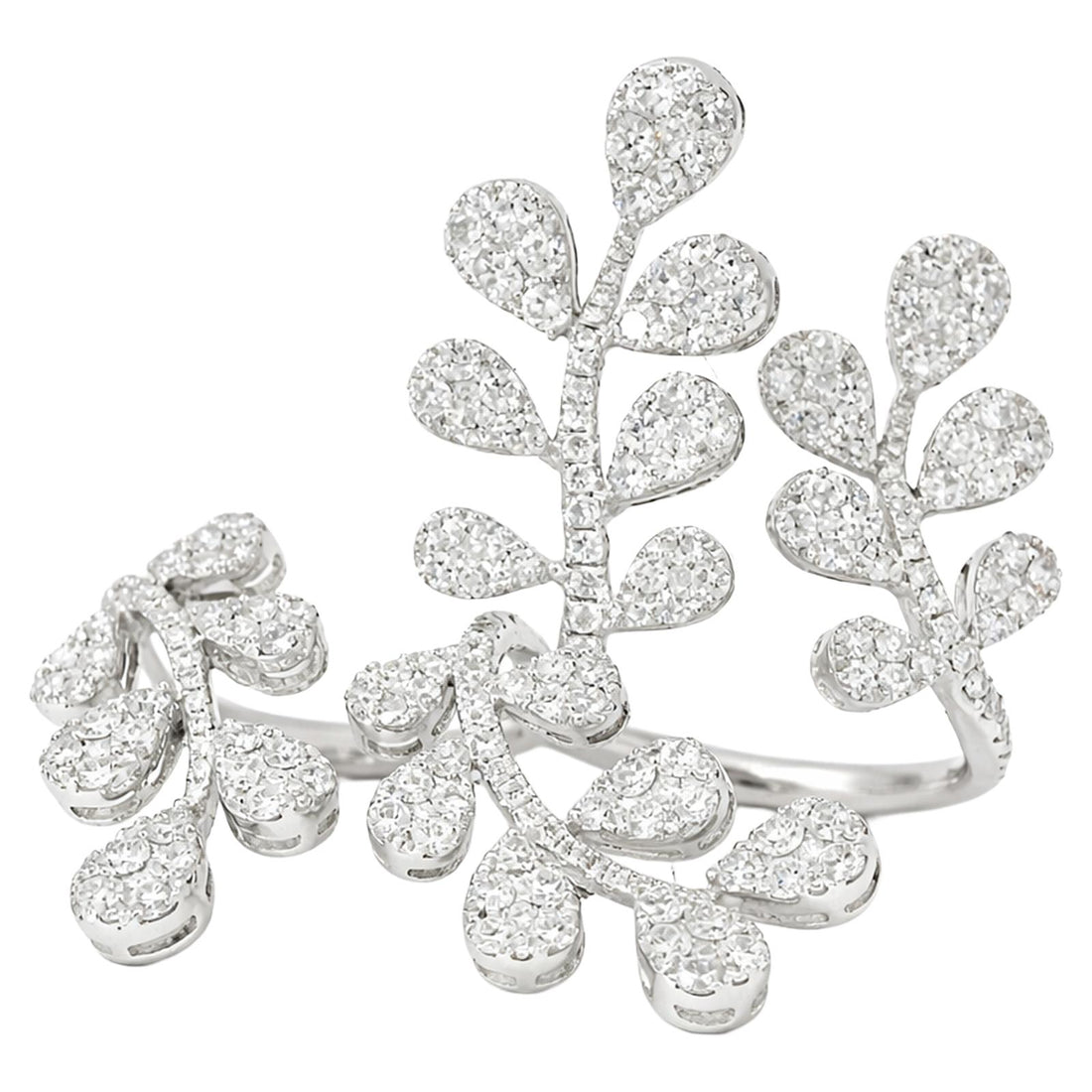Diamond Leaf Double Finger Ring