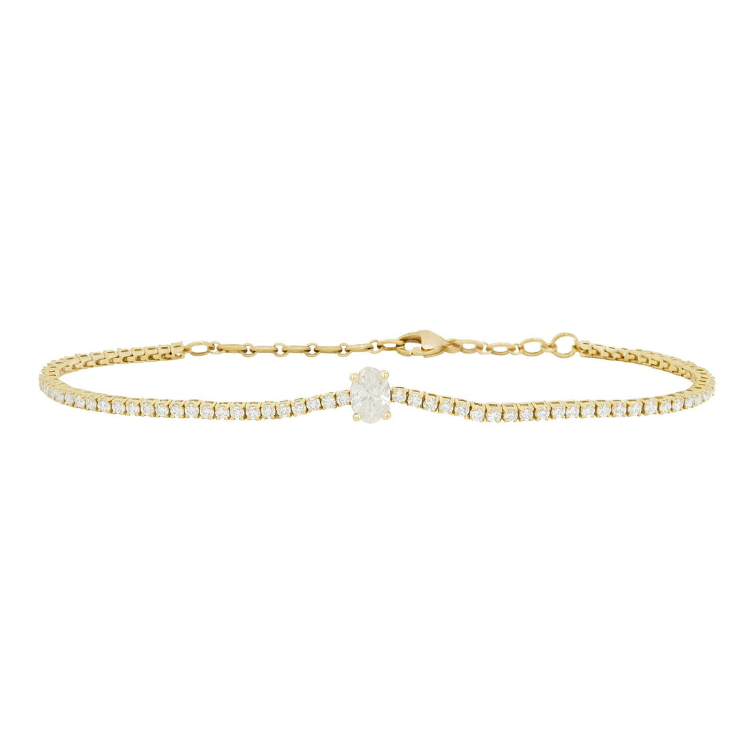 Oval Diamond Center Tennis Bracelet