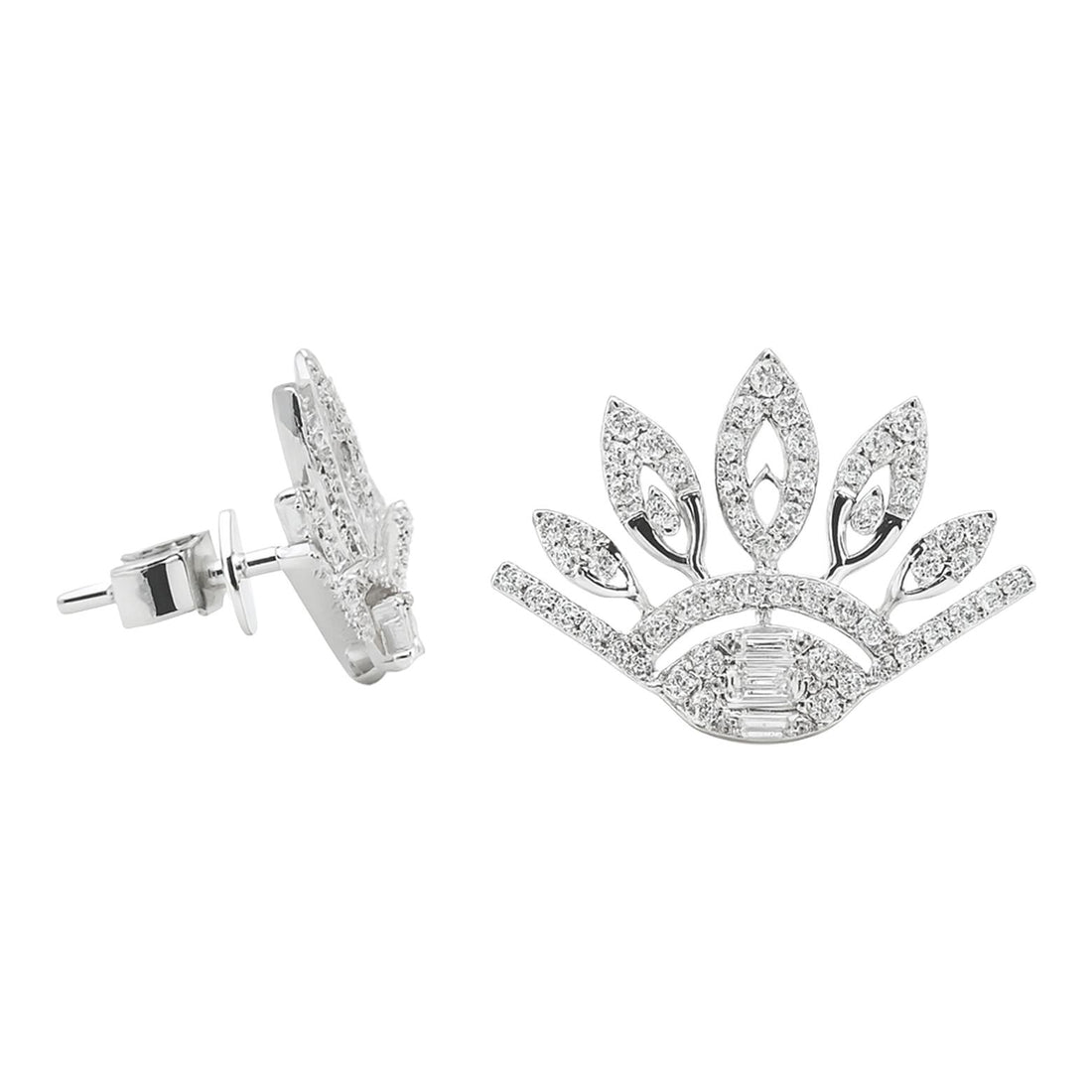 Lotus Diamond Stud Earrings