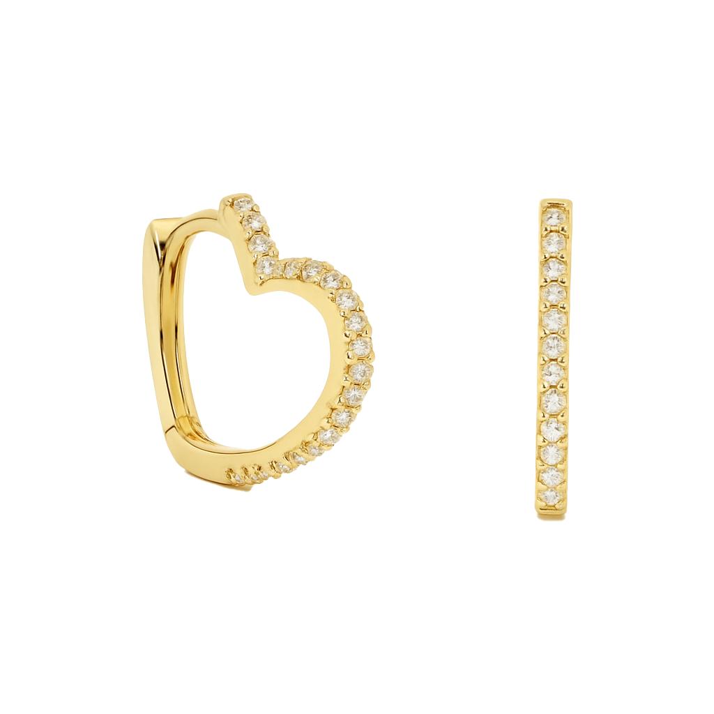 Diamond Heart Huggie