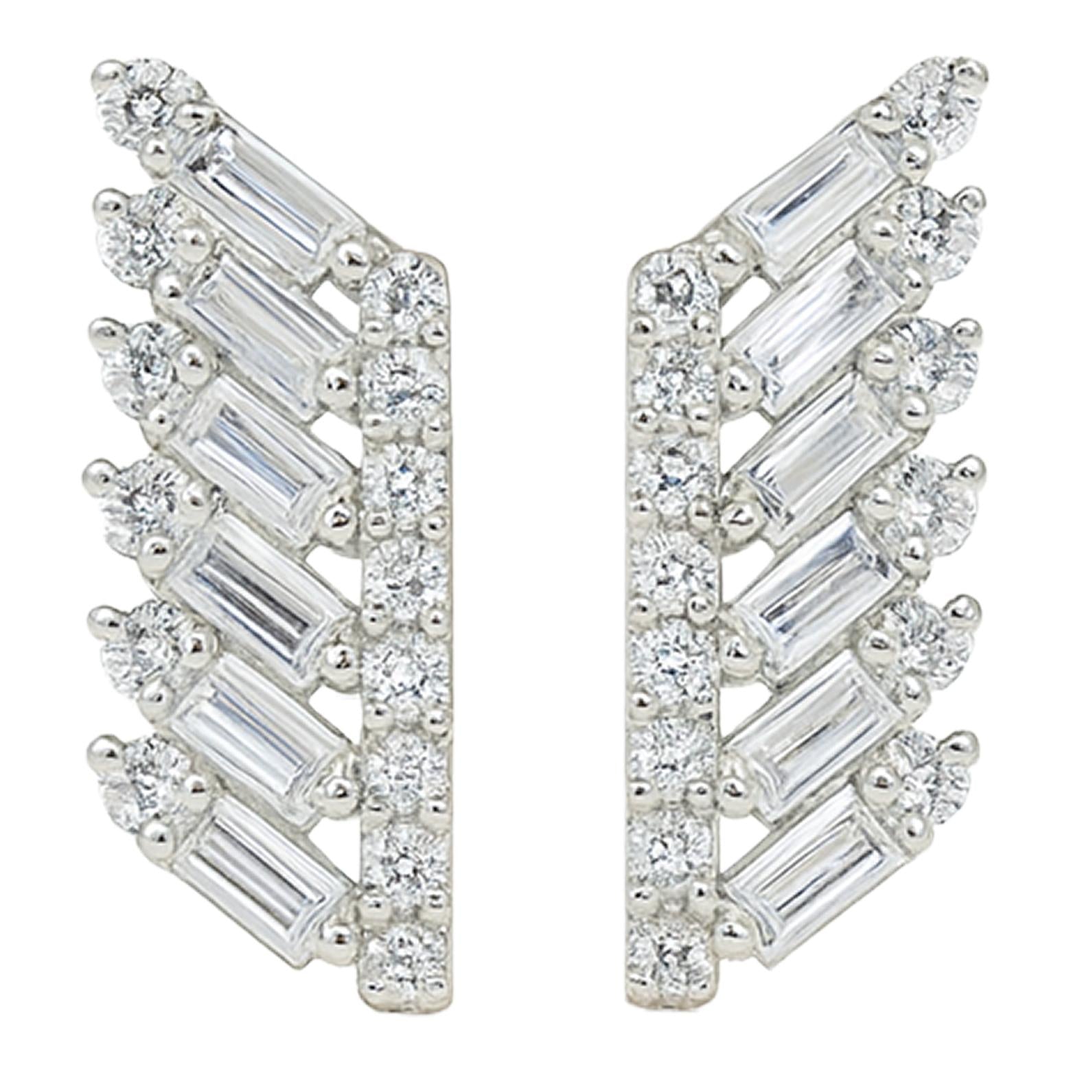 Baguette Wing Diamond Studs