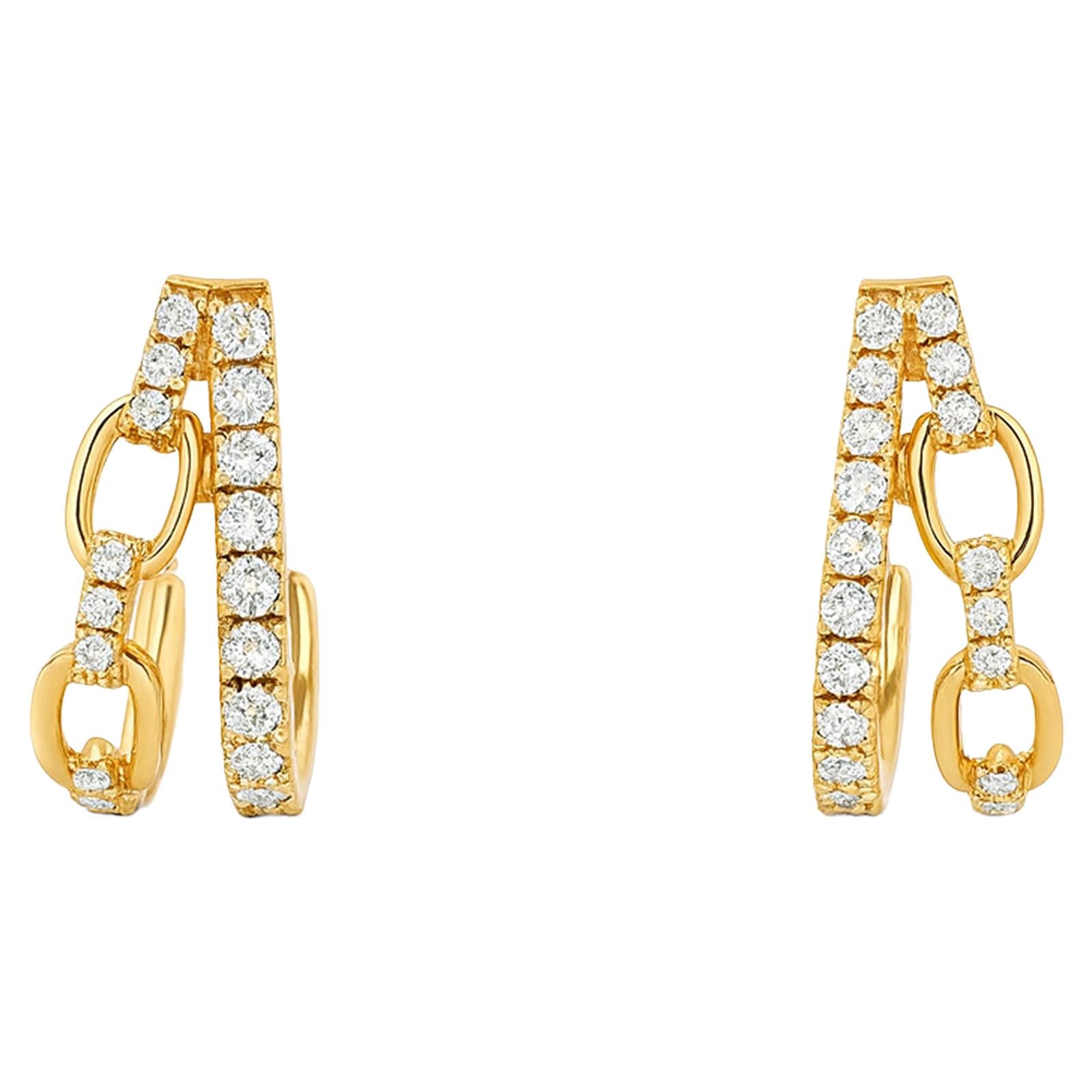 Diamond Chain-Link Double Huggie Earrings