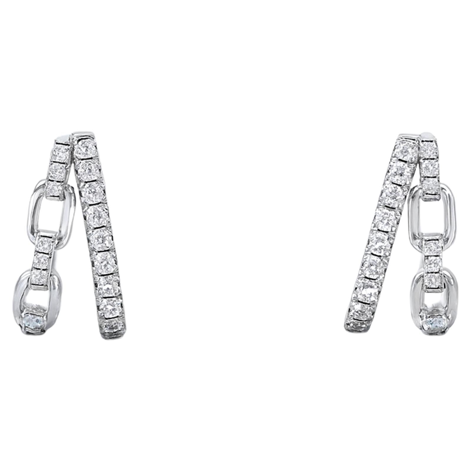 Diamond Chain-Link Double Huggie Earrings