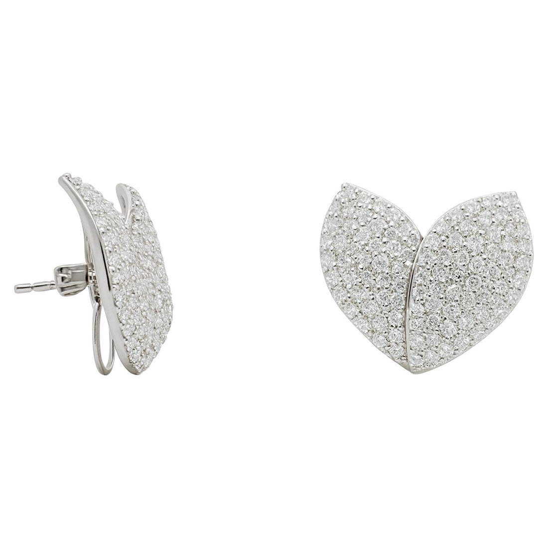 Pavé Diamond Leaf Studs