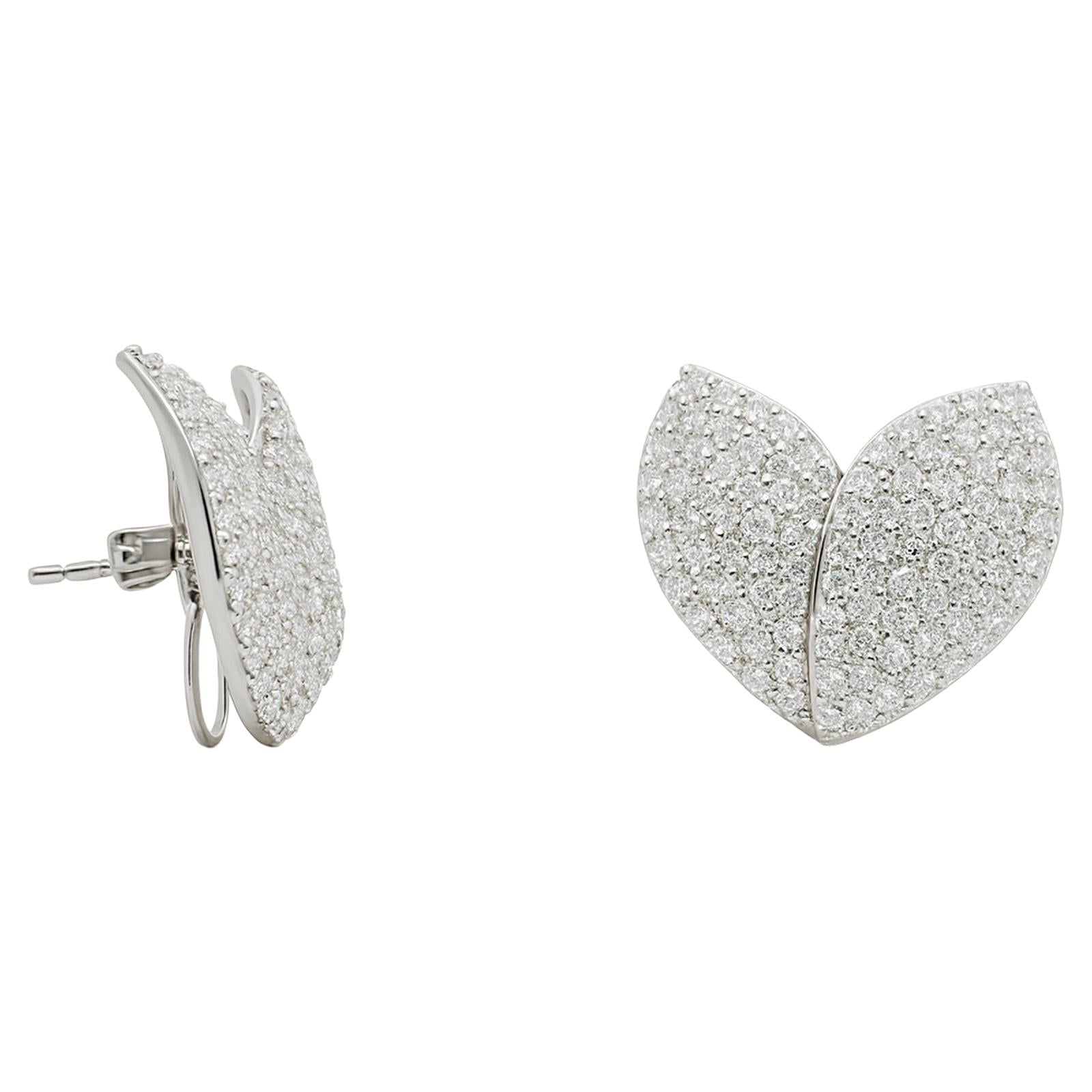 Pavé Diamond Leaf Studs