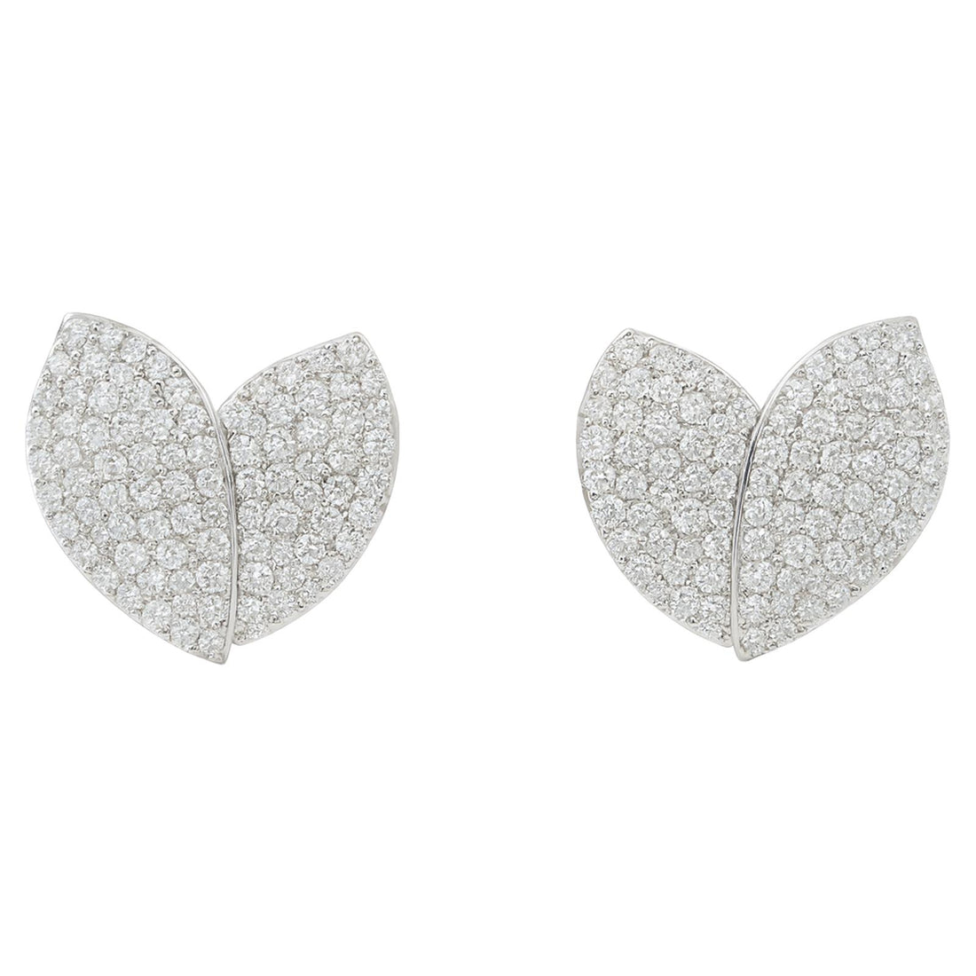 Pavé Diamond Leaf Studs