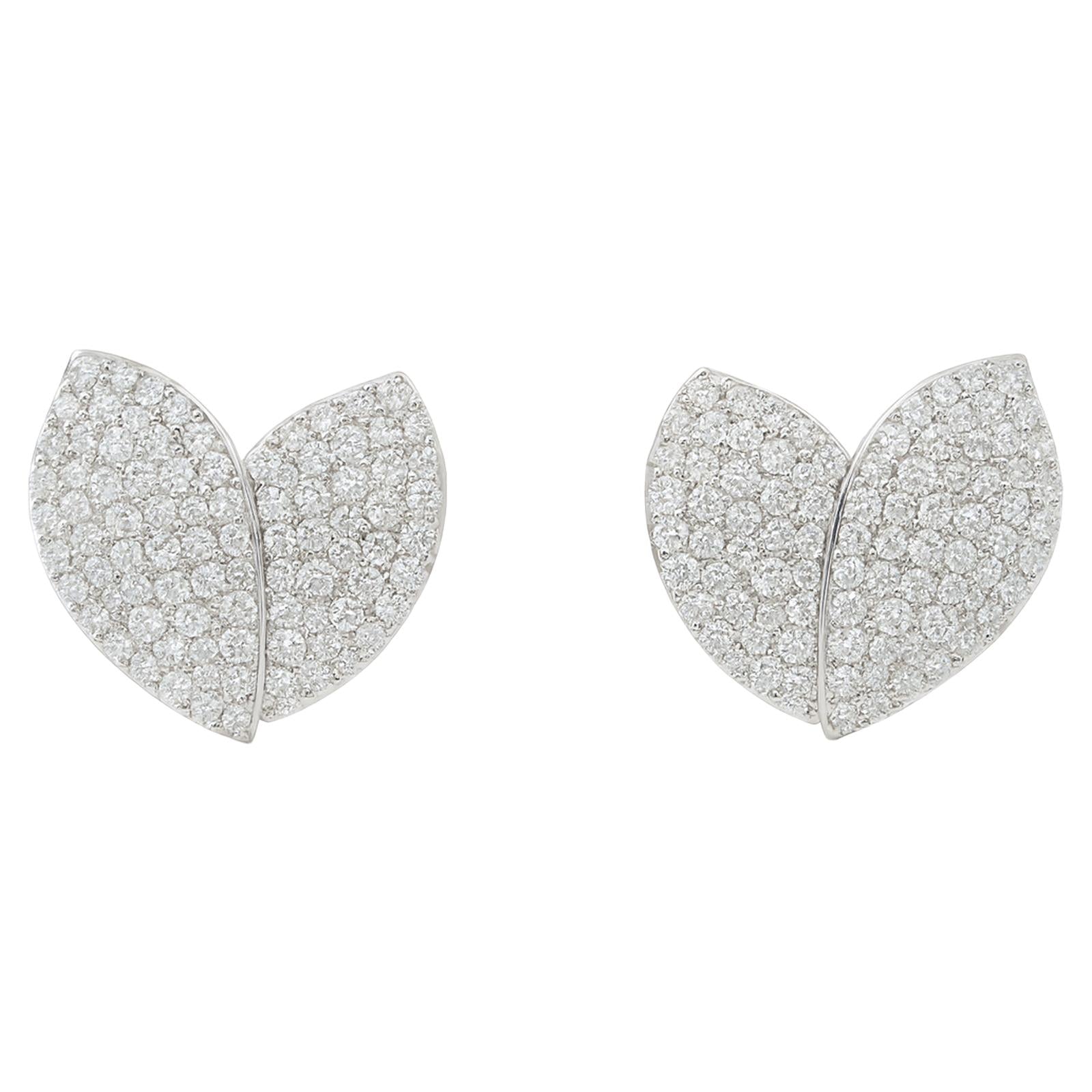 Pavé Diamond Leaf Studs