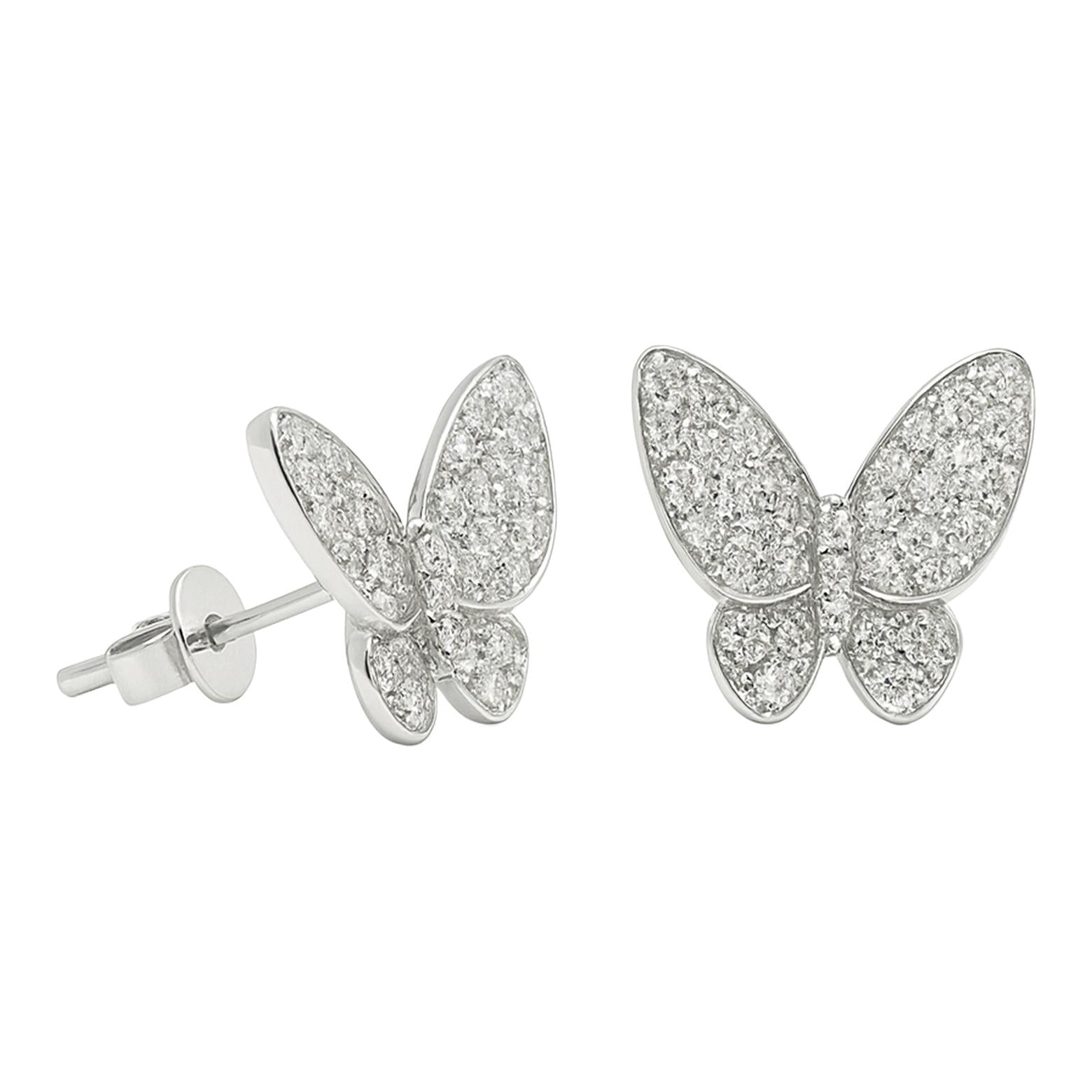 Diamond Butterfly Stud Earrings