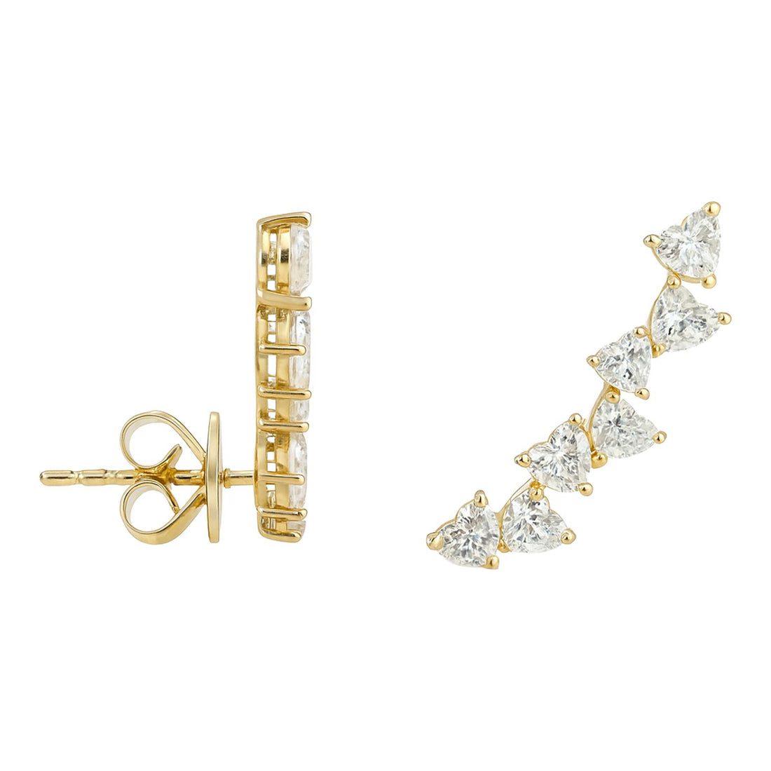 Heart Diamond Climber Earrings