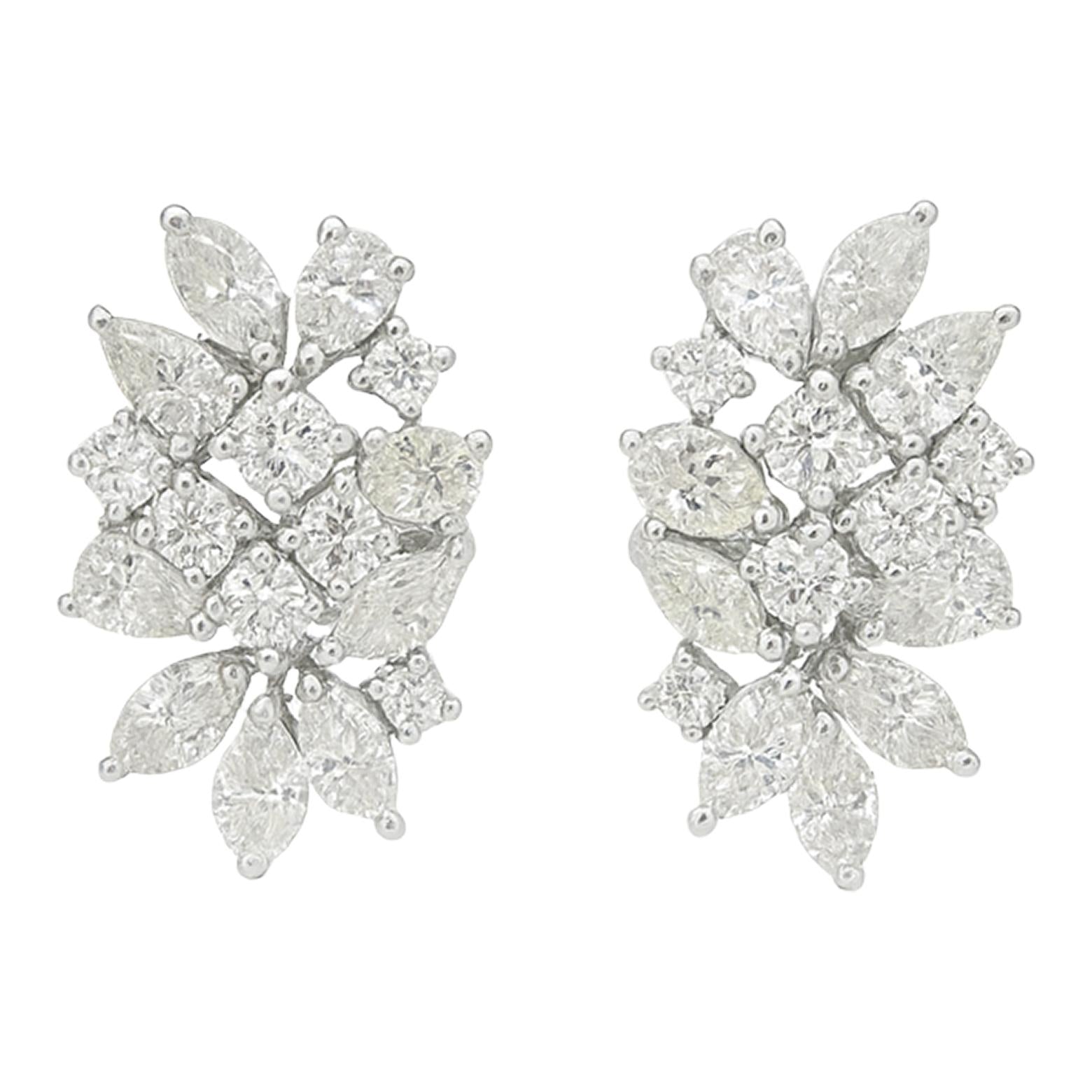 Marquise Cluster Diamond Stud Earrings