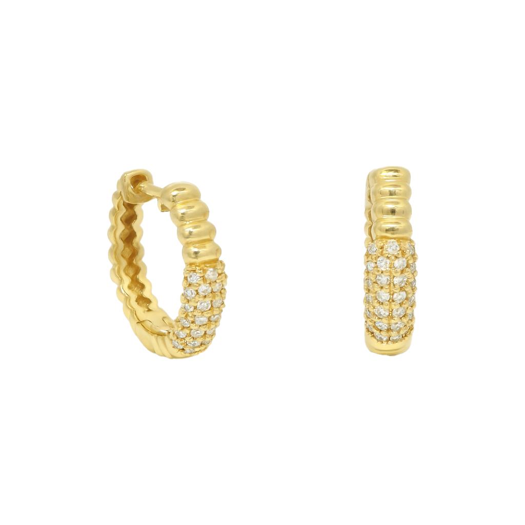 Pavé Fluted Mini Hoops