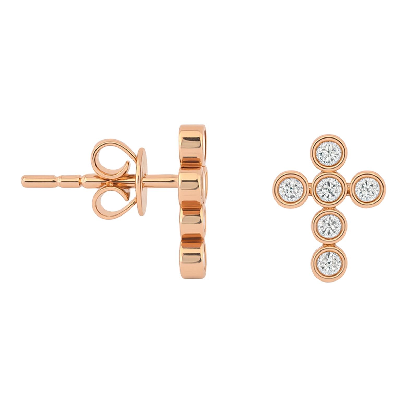 Bezel Diamond Cross Studs