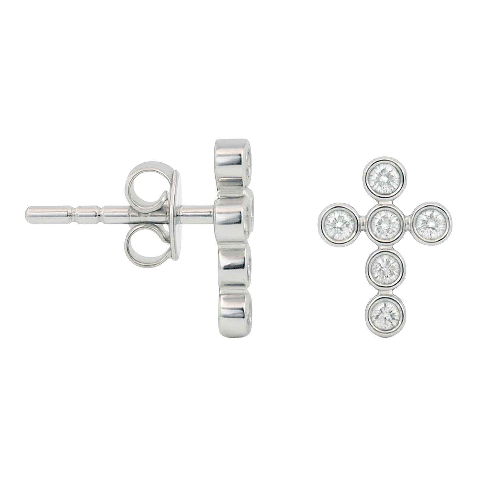 Bezel Diamond Cross Studs