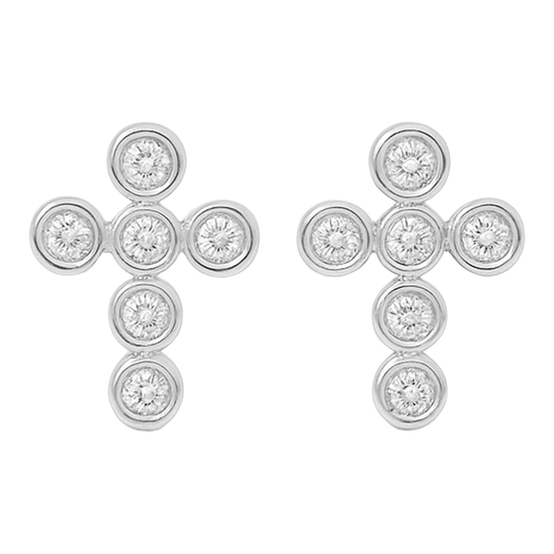 Bezel Diamond Cross Studs