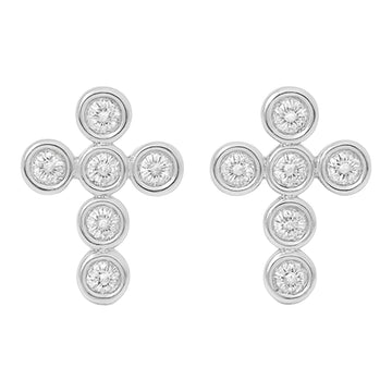 Bezel Diamond Cross Studs