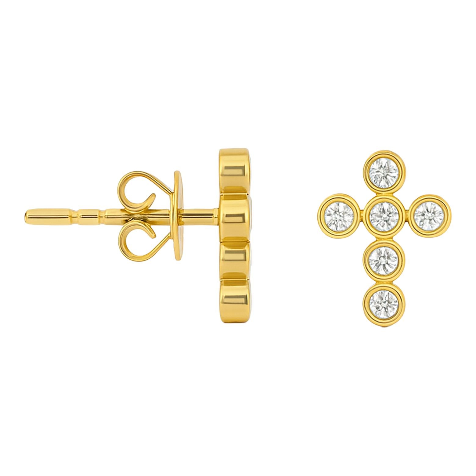 Bezel Diamond Cross Studs