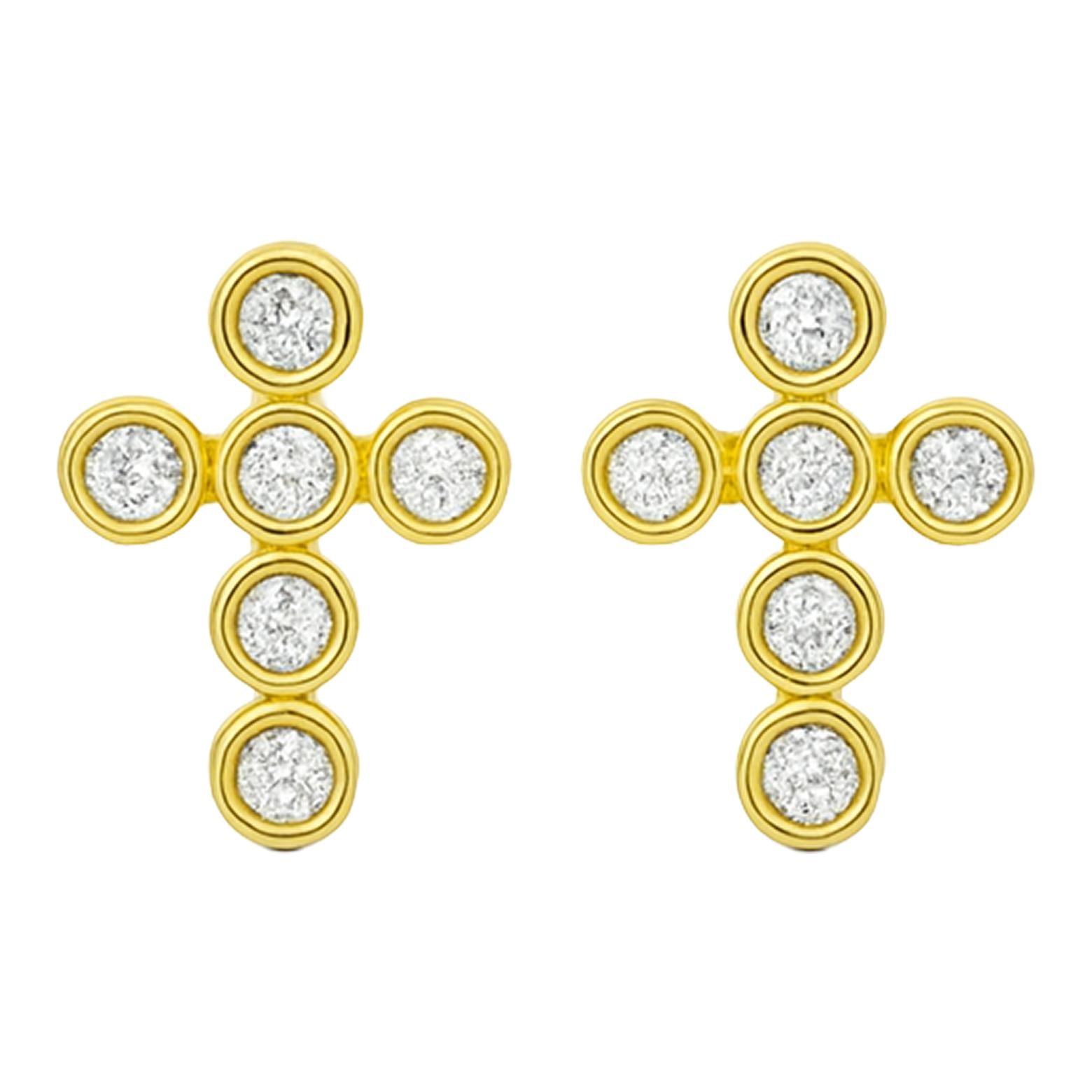 Bezel Diamond Cross Studs