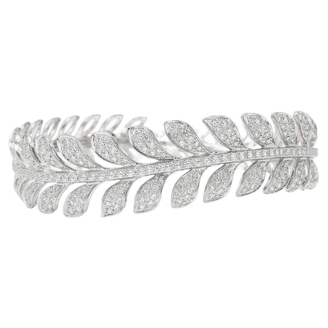 Diamond Leaf Bangle Bracelet