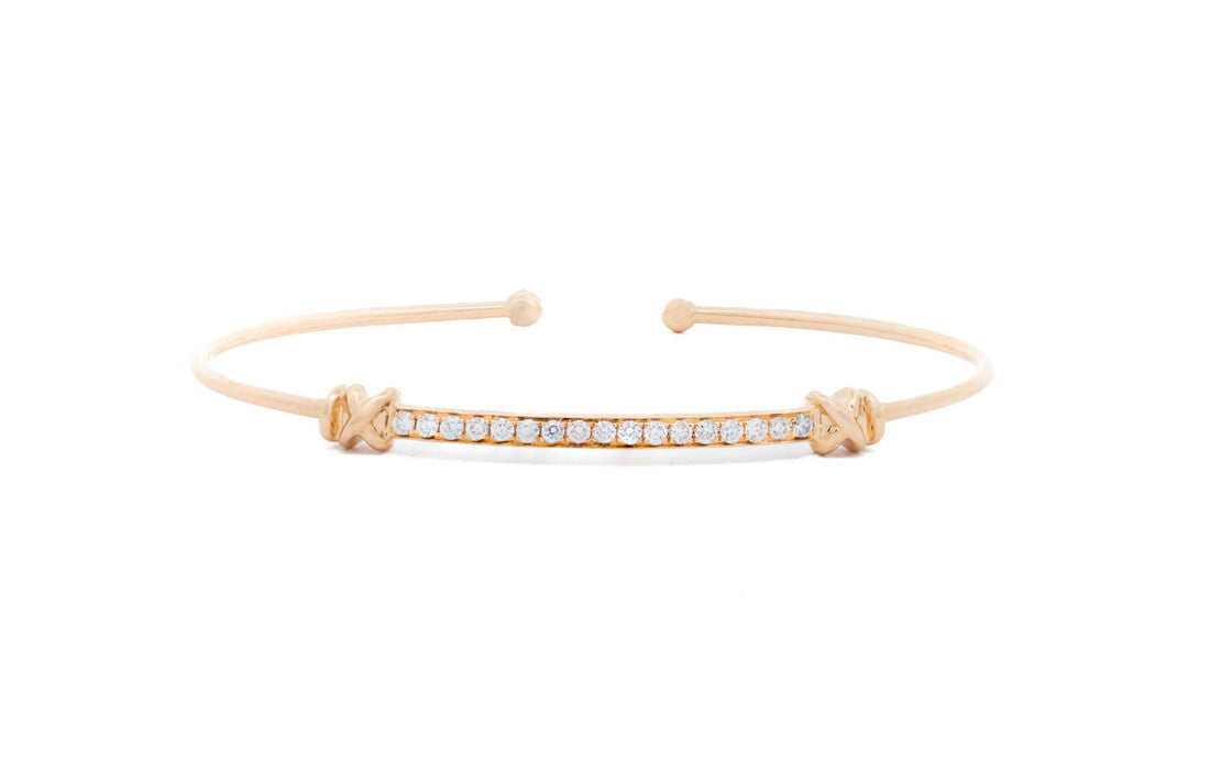 18k Yellow Gold Diamond Bar Cuff Bracelet