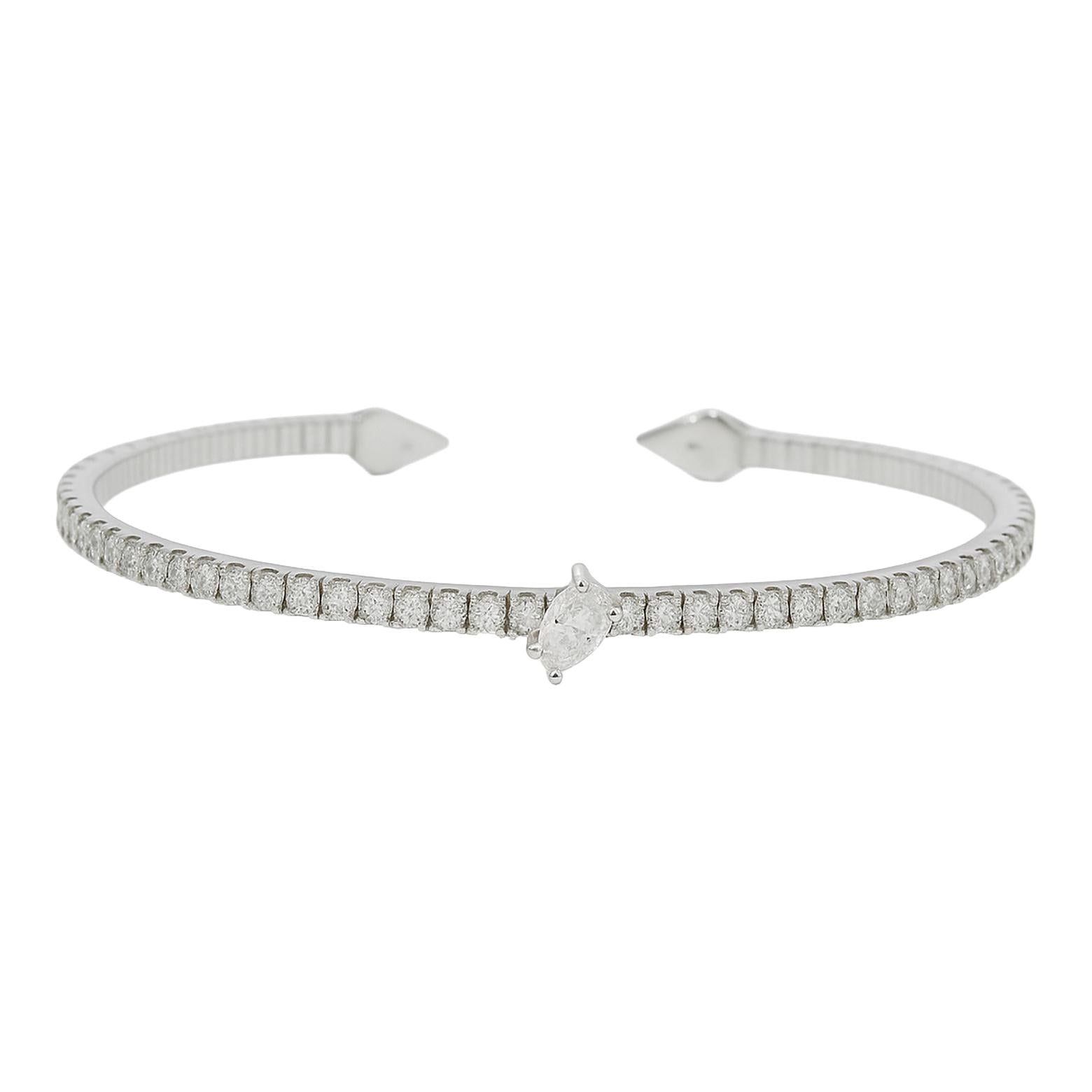 Oval Diamond Open Cuff