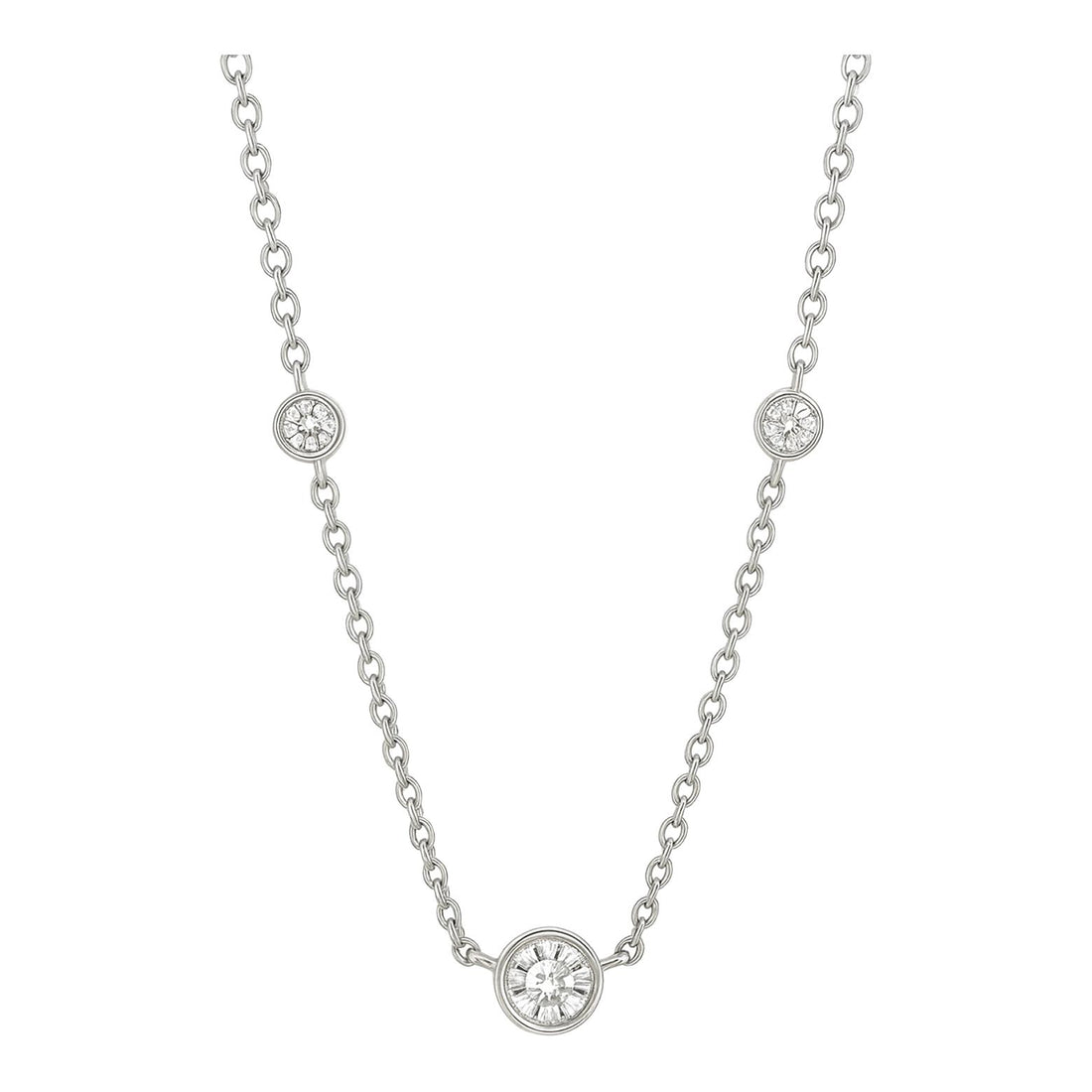 Bezel Diamond Station Necklace