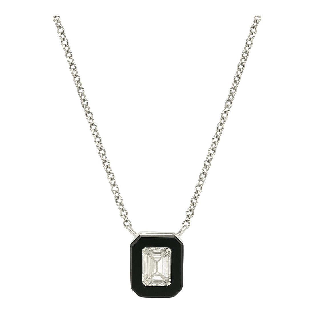 Emerald Diamond and Onyx Necklace