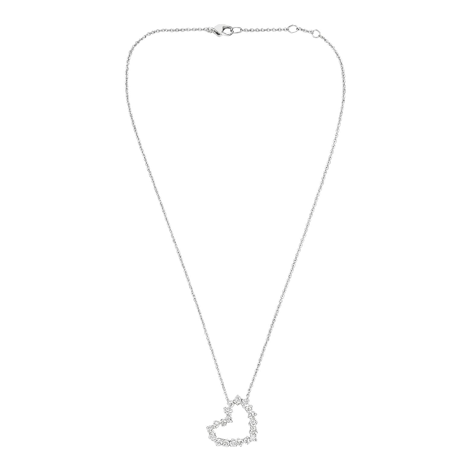 Mixed Cut Diamond Heart Necklace