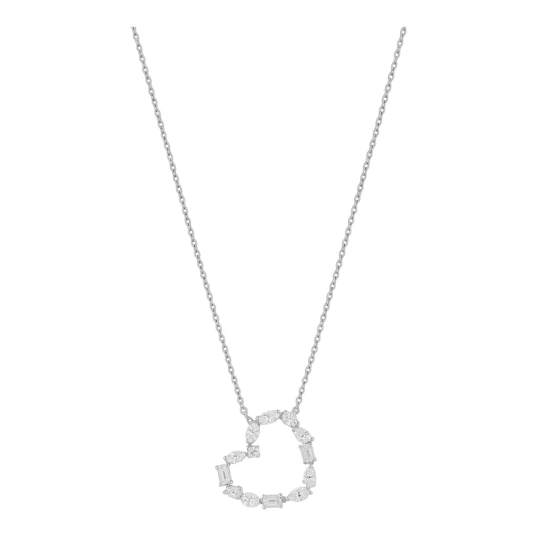 Mixed Cut Diamond Heart Necklace