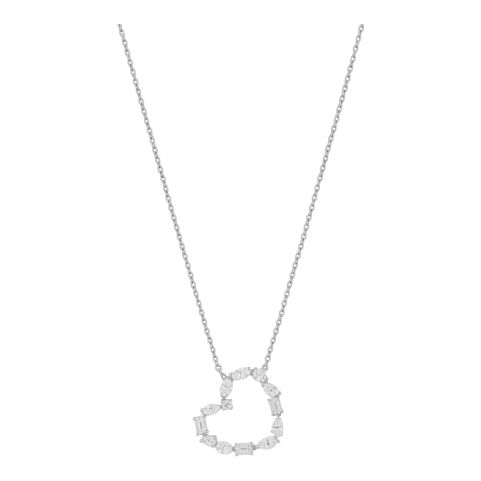 Mixed Cut Diamond Heart Necklace