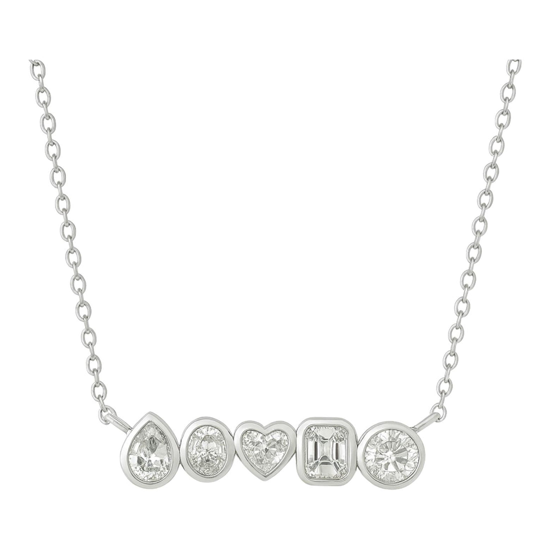 Mixed Shape Diamond Bar Necklace