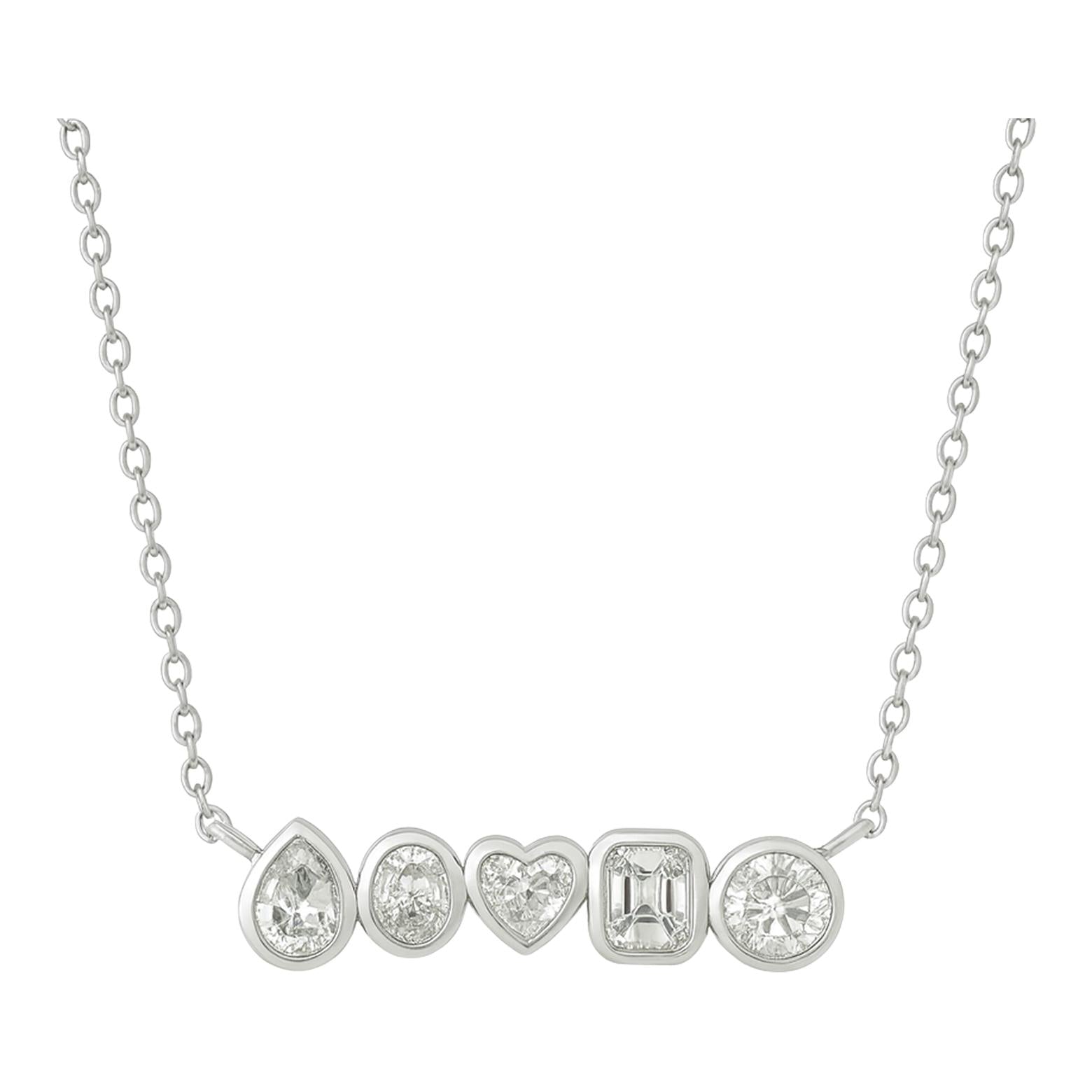 Mixed Shape Diamond Bar Necklace