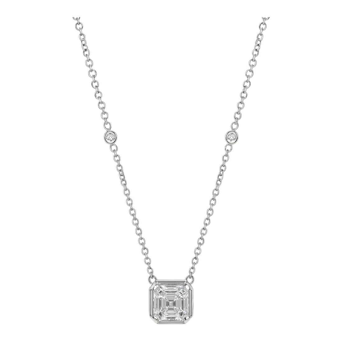 Cushion Diamond Station Necklace