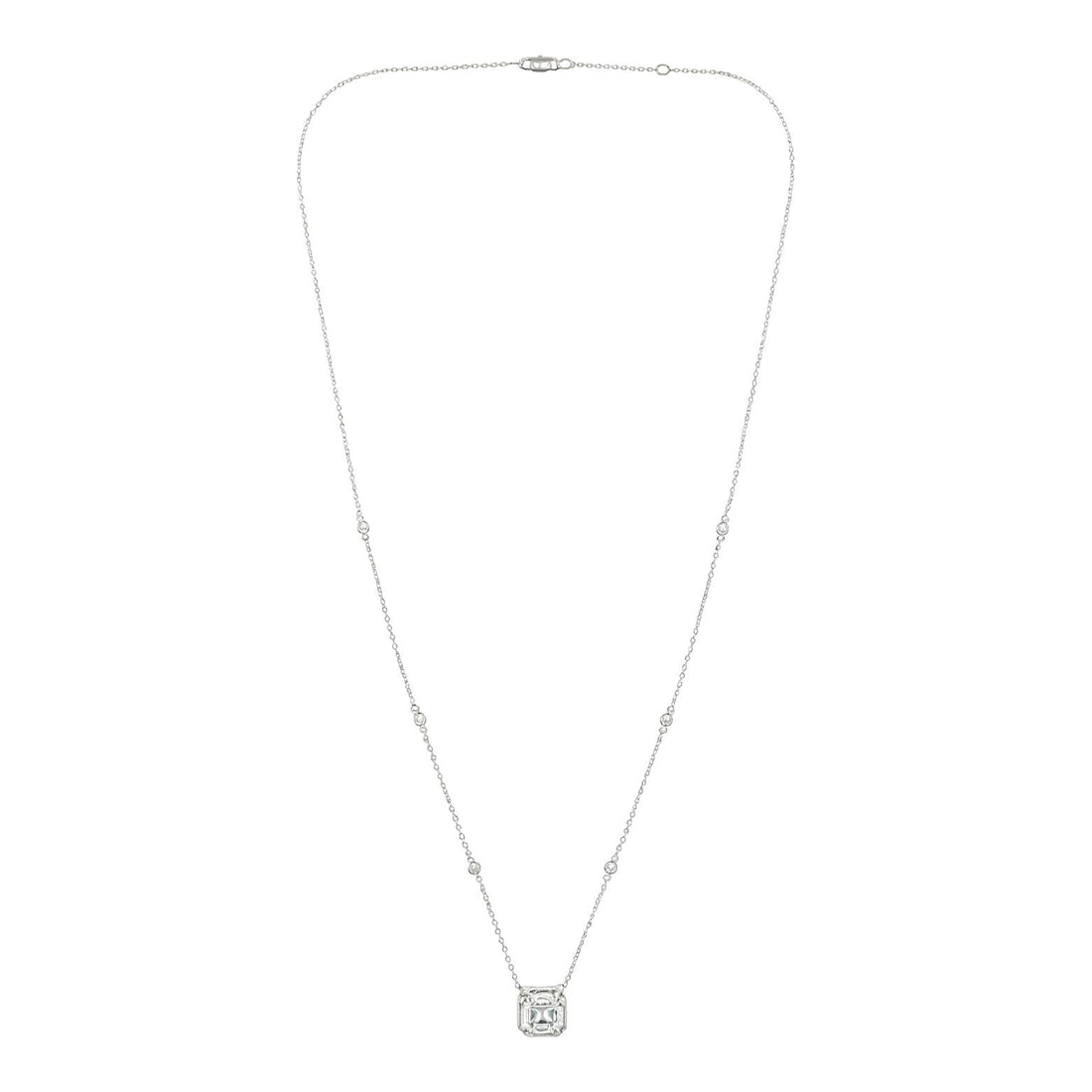 Cushion Diamond Station Necklace