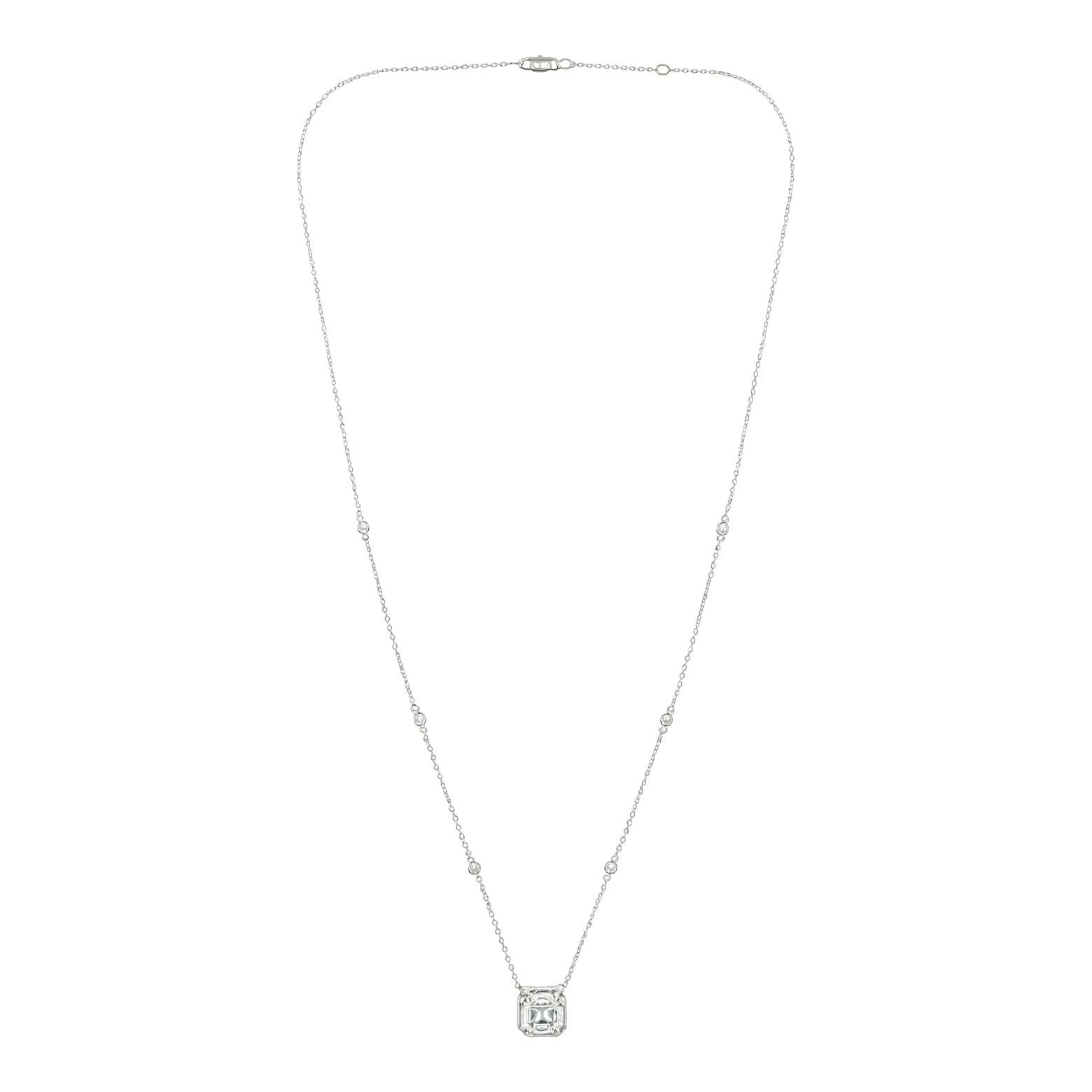 Cushion Diamond Station Necklace