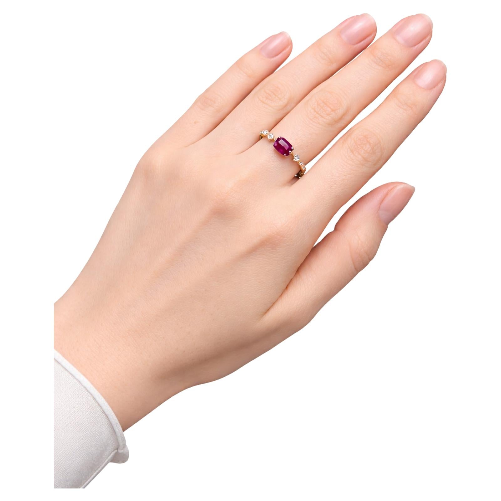 Cushion Cut Ruby & Diamond Twist Band Ring
