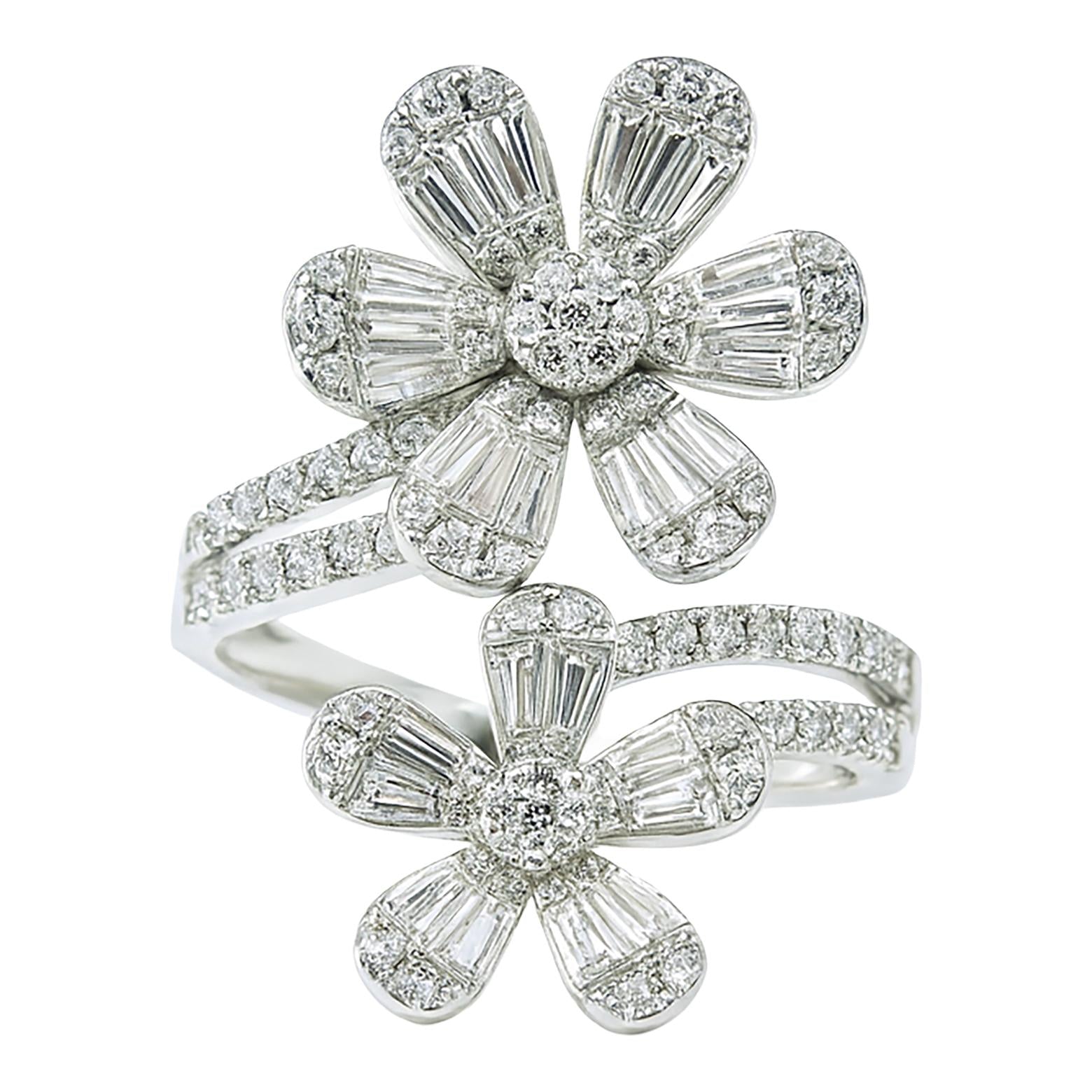 Diamond Double Flower Ring