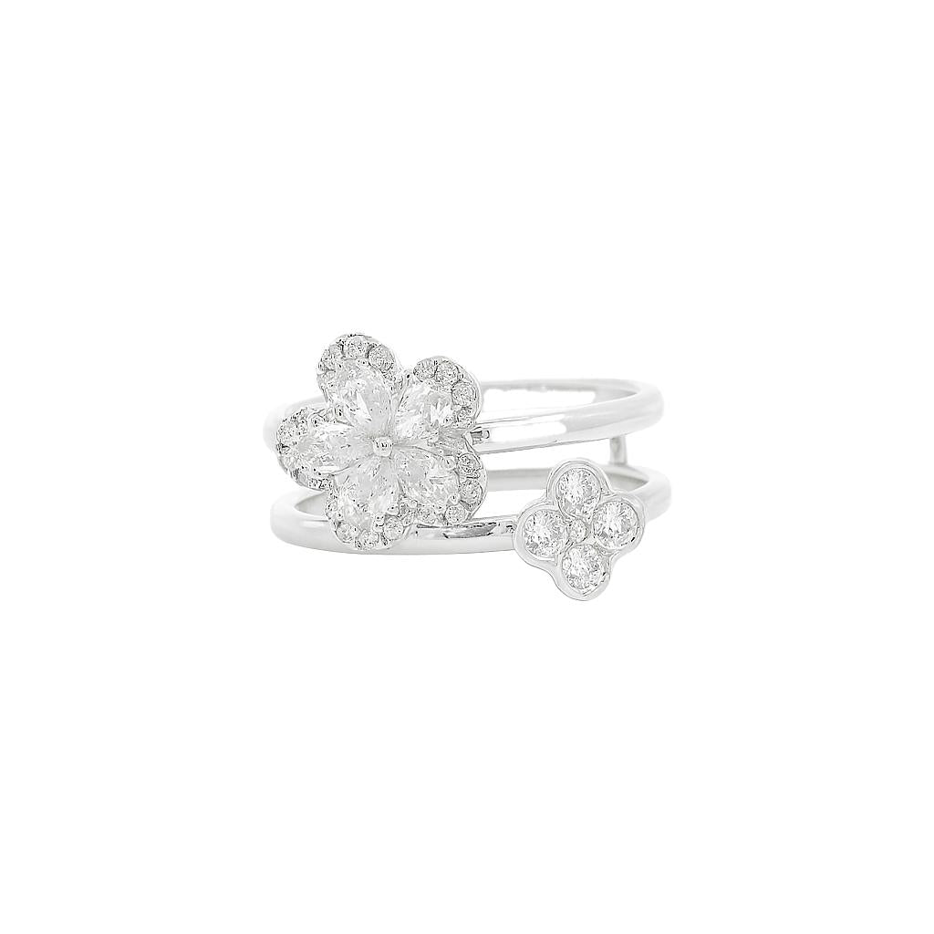 Diamond Flower & Clover Ring