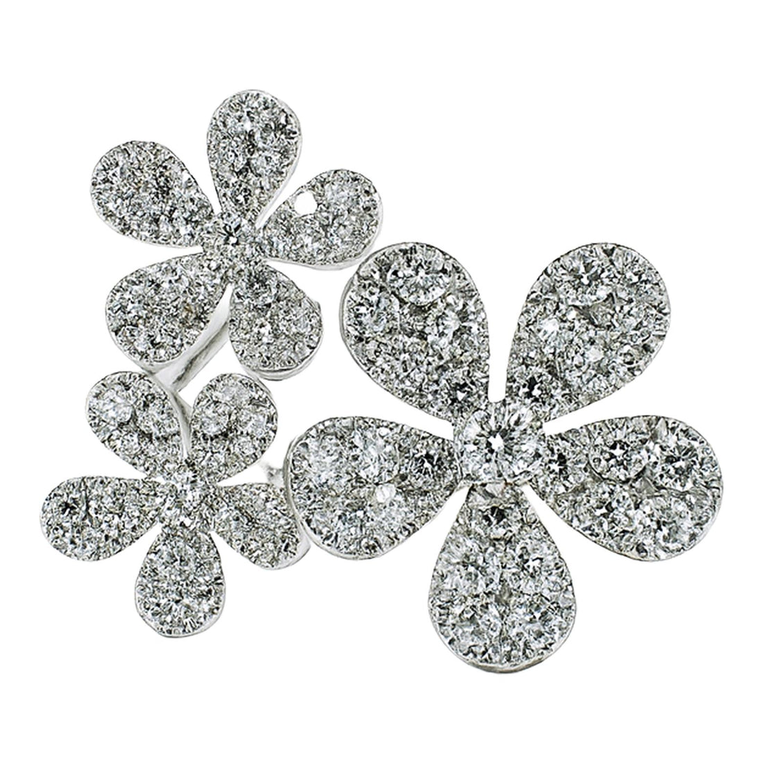 Triple Diamond Flower Ring