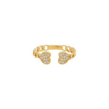 Diamond Heart Open Curb Link Ring