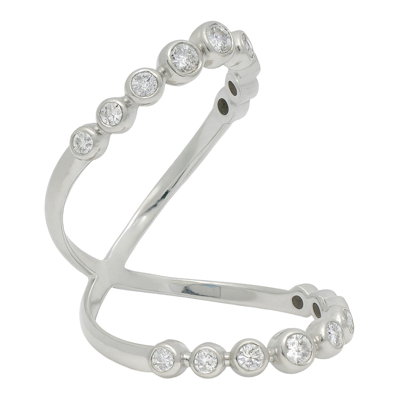 Bezel Diamond Double Band Ring