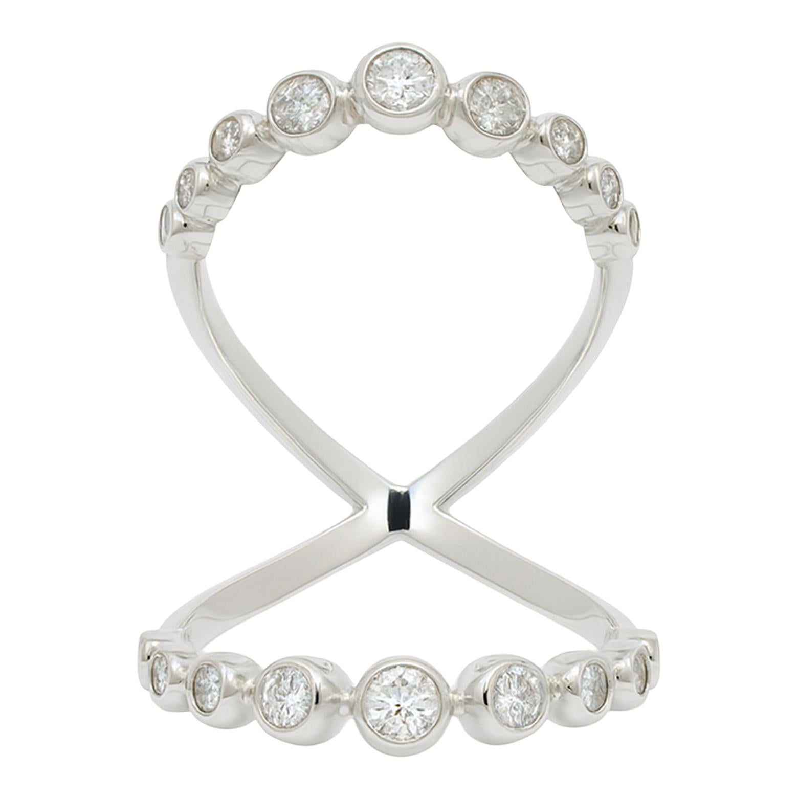 Bezel Diamond Double Band Ring