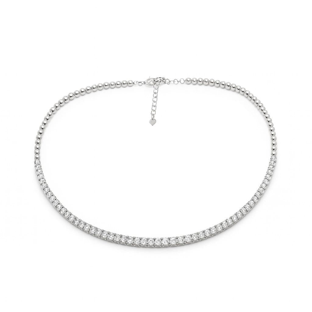 Beaded Diamond Tennis Choker Necklace