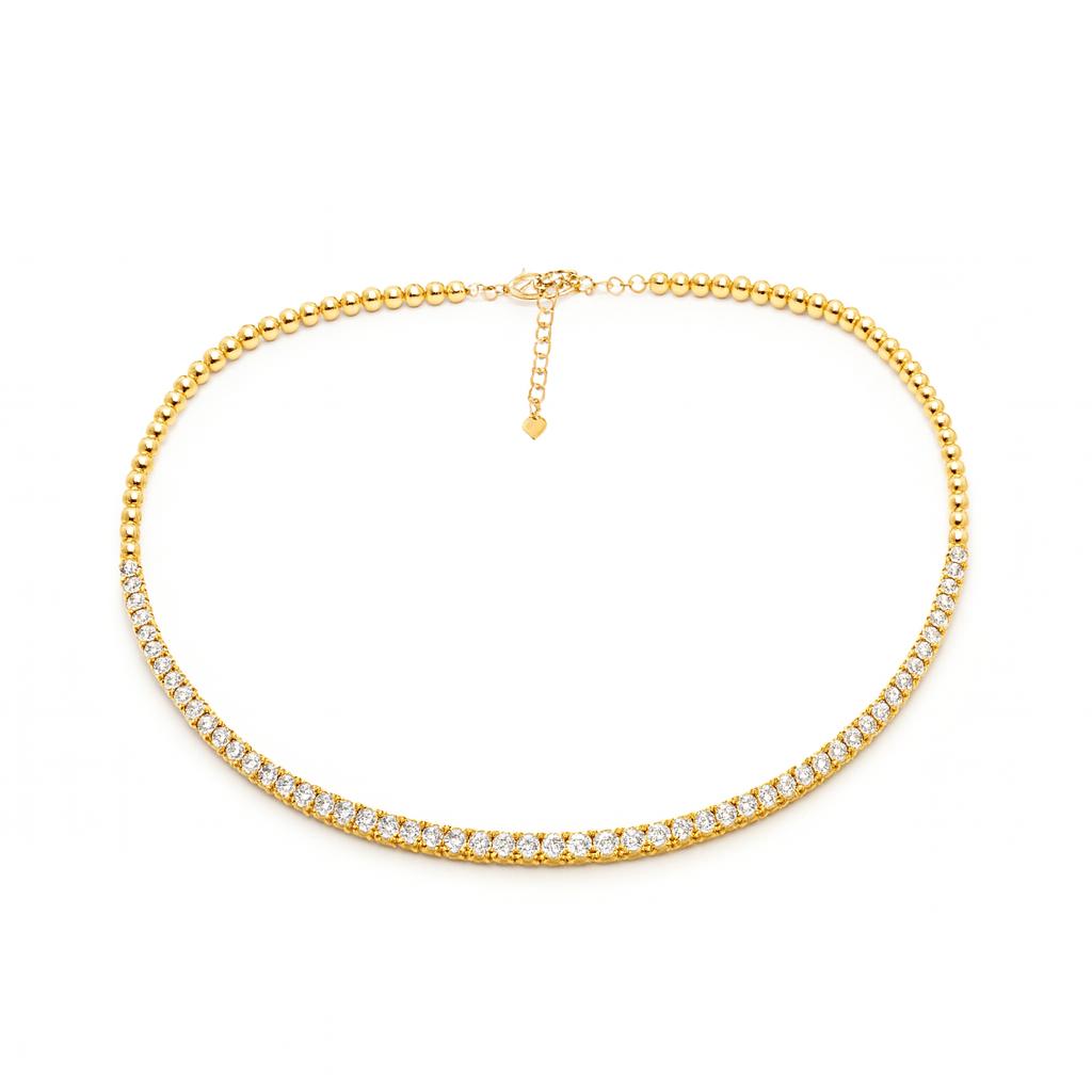 Beaded Diamond Tennis Choker Necklace