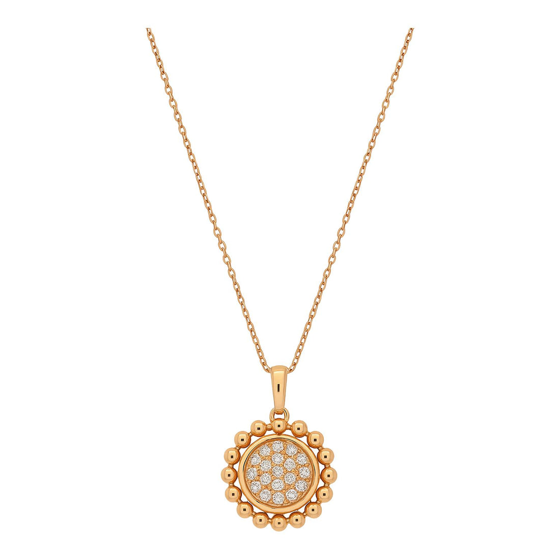 Beaded Pavé Diamond Medallion Necklace